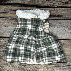 ASPEN Kids Green Plaid Puffer Vest with Faux Fur Collar Girls Size 3–6 Months